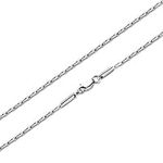 FOSIR 2MM Titanium Stainless Steel Silver Mens Womens Italy Link Chain Necklace 18-30 Inch