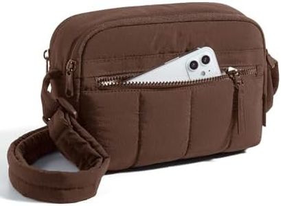 BAGSMART Cross Body Purse, Mini Crossbody Bags for Women Travel Purse, Puffy Shoulder Handbag Wallet with RFID Blocking Slots, Dark Brown