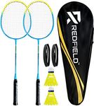 Redfield Badminton Set - Badminton Rackets Set of 2-2 Shuttlecocks - Carry Bag - 2 perinstalled Overgrips - Complete Set for 2 Players - Outdoor/Indoor Play