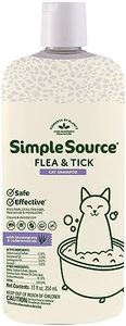 SimpleSource® Flea & Tick Shampoo for Cats, Powered by Plants, Kills Fleas, Flea Eggs, Flea Larvae, Ticks, & Mosquitos, Cleans & Deodorizes, 12oz Bottle