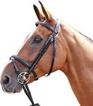 Whitaker BR077 John Barton Flash Leather Bridle with Rubber Reins Pony Size Havana