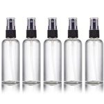 Clenom Multipurpose Refillable Fine Black Mist Spray Empty Transparent Bottle, 100ml (Pack of 5) for Beauty & Personal Care, Face Moisturizing, Hair Moisturizing, Plants, Electronic Gadgets, Cleaning