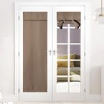 NICETOWN 2 Panels Blackout Door Curtains for French Door - Thermal Insulated Tricia Door Window Curtains for Kitchen/Bedroom, Self Stick Tie Up Front Door Blinds for Doorway, 26 Wx 69 L In, Cappuccino