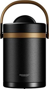 Heemburg Thermal Food flask Lunch Container, Insulated Jar, Stainless Steel Thermo Lunchbox for Meals, Soup, Fruit, for Office and Outdoor Use. (Black, 2L)