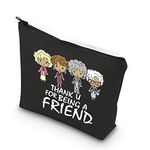 Golden Inspired Cosmetics Bag Travel Bag for BFF Best Friend Birthday Gift (Thank You for Being A Friend Black CA)