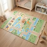 BabyPro Reversible Baby Play Mat, BPA-Free Foldable Mat, Cross-Linked Polyethylene, XPE Bounce-Back Cushioned Foam, Waterproof Learning & Crawling Mat, 6 x 5ft, 0.5cm Thickness, Play Trails