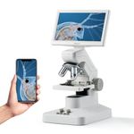 TOMLOV DM301 Pro Biological Microscope 1200X: 7" Digital Microscope with HDMI Output, 3 Lenses, Built-in Measurement Scale, Dual LED Lighting, Compatible with Phone, PC&TV, Suitable for Adults Kids