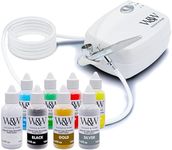 Watson & Webb Essentials Selection - 13pcs Cake Airbrush Decorating Kit - Inc Professional 3 Speed Mains Powered Spray Gun, 8 Vibrant Colours & Tools - for Food, Cakes, Cookies & Baking