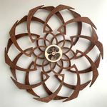 Handmade Kinetic Sculpture Wall Decor, Flower Wooden Unique Wall Art, Moving Wood Kinetic Sculpture, Spinning Special Sacred Geometry, Kitchen Home Office Wall Christmas New Year Gift (Sacred Lotus)