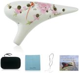 12 Hole Ceramic Ocarina with "Bird Loves Flower" Design, Hand Painted by OcarinaWind,Christmas Gift Idea