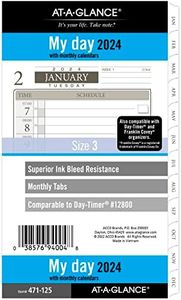 AT-A-GLANCE 2024 Daily & Monthly Planner One Page Per Day Refill, 3-3/4" x 6-3/4", Portable Size, Loose-Leaf (471-125-24)