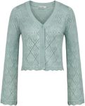 Blue Cardigan for Women Causal Button Down Long Sleeve Wave Edge Cardigan L