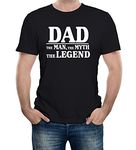 Reality Glitch - Dad The Man, The Myth, The Legend. Novelty T Shirts Short Sleeve, Regular Fit, Comfortable & Long Lasting Design Available in Navy Blue or Black (Black M)