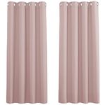 PONY DANCE Baby Pink Curtains for Girls Bedroom - Eyelet Top Window Treatment Home Decoration Romantic Style Noise Reducing Blackout Drapes, 46-inch x 54-inch Wide by Drop, 2 PCs