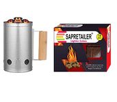 SAPRETAILER Combo BBQ Charcoal Chimney Starter and Fire Starter Blocks Lighter Cubes(12pcs)