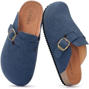 ZUSERIS Kids Suede Clogs Boys Girls Cork Potato Shoes,Blue,2.5 C