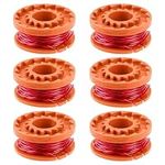 6pcs Worx Strimmer Spool Wire Line,Auto Edger Spools Replacement for Worx Weed Eater Trimmer Wg150 Wg151 Wg155 Wg163 Wg180 Wg175 Cgt183a Cgt18la1, ø1.65mm 3m Strimmer Line