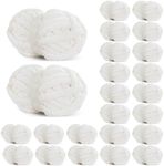 Hombys White Chunky Chenille Yarn for Crocheting & Knitting, Super Bulky Yarn for Blankets, Soft Plush Yarn, 24 Jumbo Pack (27 yds, 8 oz Each Skein)