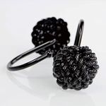 Black Shower Curtain Hooks Rings: PopKozzi Rust Proof Metal Decorative Shower Curtain Rings - Modern Farmhouse Nautical Designer Shower Curtain Hangers for Bathroom - Set of 12