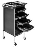 Holdfiturn Hairdresser Trolley Salon Hairdressing Trolley with 4 Drawers Beauty Storage Cart Side Tray Hair Dryer Holder on Wheels Spa Barber