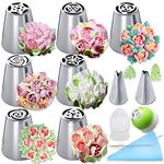 Acehome Russian Piping Tips Set, Flower Frosting Stainless Steel Icing Piping Nozzles Cake Decorating Baking Supplies with Silicone Pastry Bags for Cupcakes Dessert