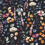 VEELIKE 17.7''x118'' Dark Pressed Flowers Floral Wallpaper Vintage Floral Peel and Stick Wallpaper for Bathroom Removable Wallpaper Decorative Contact Paper Mural for Bedroom Walls Cabinets Shelves