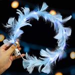 Birthday Popper Blue Feather Crown Headband Luminous with LED Lights | Set of 6 | Light Up Feather Headpiece for Girls, Women Wedding, Festival, Carnivals, All Types of Parties