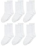 Jefferies Socks Boys Seamless Toe Athletic Crew 6-pack, White, L