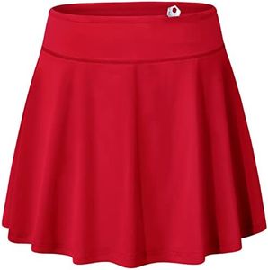 BLEVONH Womens Tennis Skirt Ladies Oversized Workout Skort with Pocket Women Elastic Waist Running Golf Skirts Stylish Solid Color Women's Skorts Red 3XL