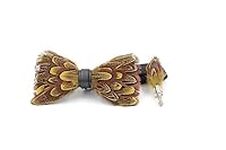 Guinea Brown Yellow Feather Bow Tie