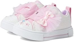 Skechers Kids Girls Toes Twinkle Sparks-Glitter Gems Sneaker, White/Pink, 8 Toddler