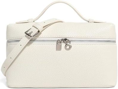 RHEBER Women's Crossbody Leather Bag Pouch Top-Handle Bag Designer Shoulder Handbag Trendy Purse, Beige, Small