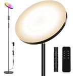 Gobikey Floor Lamp, 2024 Upgraded 36W 3000LM Uplighter Floor Lamp & RGB Color Changing Lamp, Remote Touch Control & 2 Timer Modes Modern Bright Tall Floor Light for Living Room Bedroom Office