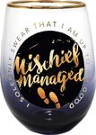 Spoontiques Mischief Managed Stemless Glass, 20 Ounces, Black