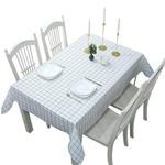 2pcs 137*180cm White Checkered PVC Table Cloth Party Wipeable Tablecloths Rectangular, Plaid Tablecloth Plastic Wipe Clean Tablecloth Stain Resistant Waterproof,Oil-proof Table Cover for Dinner Party