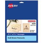 Avery Kraft Brown Postcards, 4.25" x 5.5", Laser/Inkjet, 80 Printable Postcards, Also Great for Thank You Cards and Invitations (5629)