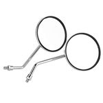 Aramox Motorcycle Rearview Mirror, Pair 8mm Universal Silver Plated Round Motorcycle Rear View Mirror Right and Left Side