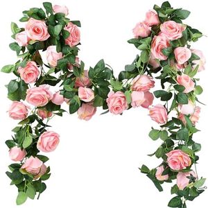 FiveSeasonStuff 29 Ft 4 Pack Rose Silk Flower Garland Artificial Flowers Decoration Hanging Floral Décor for Wedding Baby Shower Birthday Party Garden (Amaranth Pink)