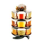 Cronus 360° Revolving Spice Rack Masala Rack Spice Box Masala Box Masala Container Condiment set of 18(GREY) - 300 ml Plastic Grocery Container