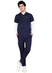 VastraMedwear Men's Scrub Suit for Doctors l Comfortable Breathable | 6 Pockets Medical Scrub Suit| Ideal for Doctors Nurses Dentists&Healthcare Professionals | Navy Blue | L