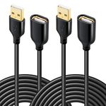 USB Extension Cable, Excgood 16ft (5m) Extra Long USB Extender Cord- USB 2.0 A Male to A Female Cable for USB Flash Drive, Hard Drive, Keyboard, Mouse, Printer,Camera,Phones- Black,2Pack