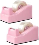 Yiautao 2Pcs Desktop Tape Dispenser Adhesive Roll Holder with Weighted Nonskid Base, Pink (Tape not Included)