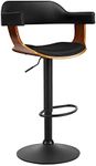 Artiss Bar Stools Stool Adjustable Kitchen Swivel Counter Barstools Dining Chair Chairs Gas Black Leather Backrest in 62-82cm Seat Height Floor Set for Home Bar Dining Room Cafe Outdoor Indoor