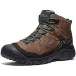 KEEN Men's Targhee 4 Mid Height Durable Comfortable Waterproof Hiking Boots, Bison/Black, 11 Wide