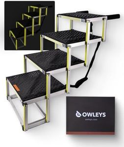 Owleys Dog Stairs for Large Dogs and Small - Glow in The Dark Marking - Car Ramps for Large Dogs up to 180 lbs - Non-Slip Surface - Foldable Dog Ramp for All Cars 4 Steps