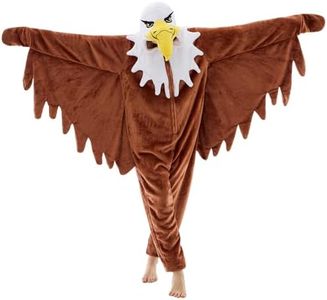 JUOLOET Unisex Adult Onesie Pajamas Eagle Animal One Piece Snug Fit Halloween Costume Sleepwear Homewear(Brown Eagle,Large)