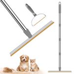 60'' Pet Hair Remover Set with Metal Fabric Edge Design, Retractable Carpet Scraper Rake,Reusable Large and Small Pet Brush Broom,for Carpet, Couch, Car, Rug, Stairs