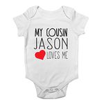 Shopagift Personalised My Cousin with Any Name Loves Me Cute Boys and Girls Baby Vest Bodysuit