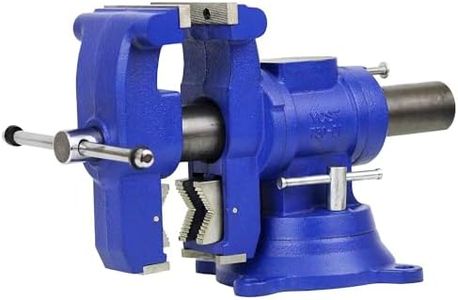 Yost Vises 750-DI Multi-Jaw Rotating Vise System | 2 in 1 Multipurpose Bench and Pipe Vise | Secure Grip with Swivel Base | Made with a Combination of Ductile Iron & Hardened Steel | Large, Blue