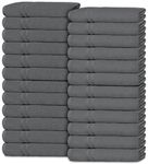 White Classic Wealuxe Grey Washcloths for Body and Face Towel, Cotton Wash Cloths Bulk 24 Pack, Flannel Spa Fingertip Wash Clothes 12x12 Inch, Soft Absorbent Gym Towels